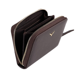 Amalfi Women’s Mini Leather Wallet with Zipped Pocket – Mapi Edition, Brown - BlackBrook Case