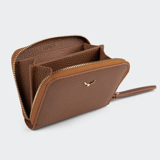 Amalfi Women’s Mini Leather Wallet with Zipped Pocket – Mapi Edition, Camel - Mapi