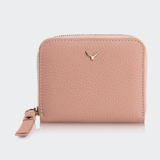 Amalfi Women’s Mini Leather Wallet with Zipped Pocket – Mapi Edition, Pink - Mapi