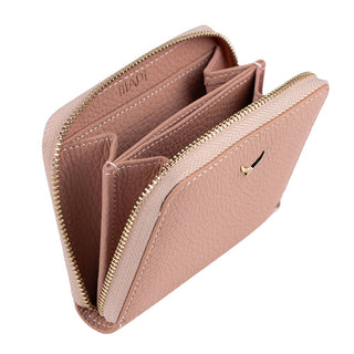 Amalfi Women’s Mini Leather Wallet with Zipped Pocket – Mapi Edition, Pink - Mapi