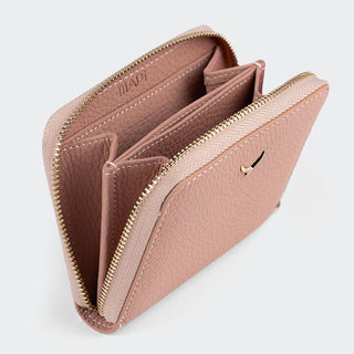 Amalfi Women’s Mini Leather Wallet with Zipped Pocket – Mapi Edition, Pink - Mapi