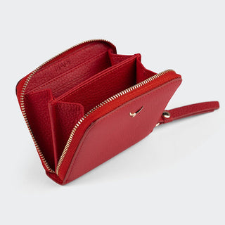 Amalfi Women’s Mini Leather Wallet with Zipped Pocket – Mapi Edition, Red - Mapi