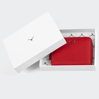 Amalfi Women’s Mini Leather Wallet with Zipped Pocket – Mapi Edition, Red - Mapi