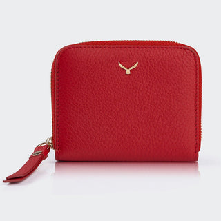 Amalfi Women’s Mini Leather Wallet with Zipped Pocket – Mapi Edition, Red - Mapi