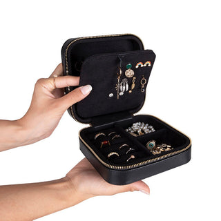 Amanda Leather Jewelry Box, Black - UnBranded