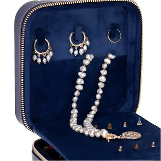 Amanda Leather Jewelry Box, Blue - UnBranded