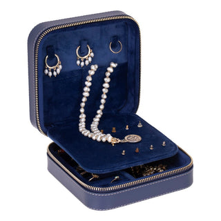 Amanda Leather Jewelry Box, Blue - UnBranded