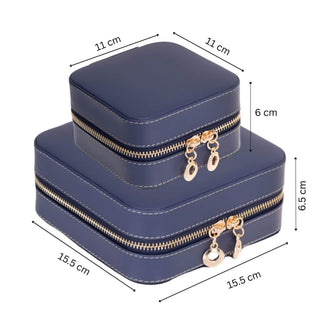 Amanda Leather Jewelry Box, Blue - UnBranded