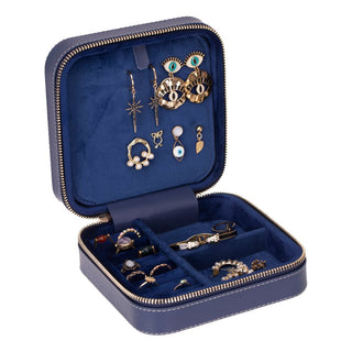 Amanda Leather Jewelry Box, Blue - UnBranded