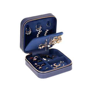 Amanda Leather Jewelry Box, Blue - UnBranded