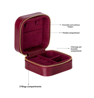 Amanda Leather Jewelry Box, Burgundy - UnBranded