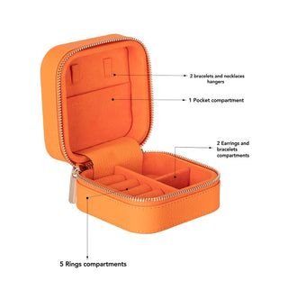 Amanda Leather Jewelry Box, Orange - UnBranded