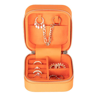Amanda Leather Jewelry Box, Orange - UnBranded