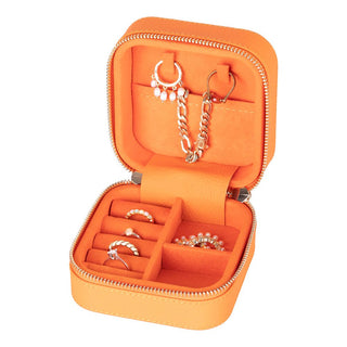 Amanda Leather Jewelry Box, Orange - UnBranded