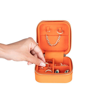Amanda Leather Jewelry Box, Orange - UnBranded
