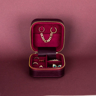 Amanda Leather Jewelry Box, Peach - UnBranded
