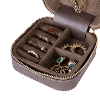 Amanda Leather Jewelry Box, Peach - UnBranded