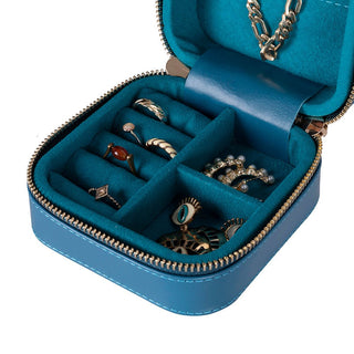 Amanda Leather Jewelry Box, Turquoise - UnBranded