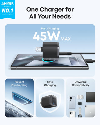 Anker Nano Charger (45W) with USB - C to USB - C Cable - Anker