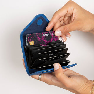 Aoki Leather Card Holder, Pebble Blue - UnBranded