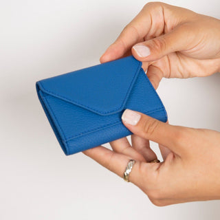 Aoki Leather Card Holder, Pebble Blue - UnBranded