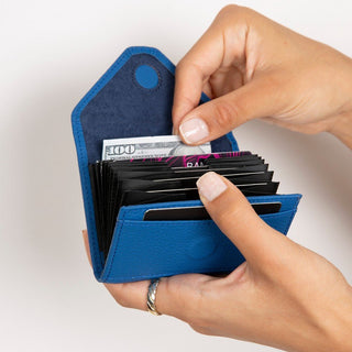 Aoki Leather Card Holder, Pebble Blue - UnBranded