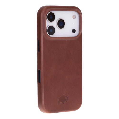 Arden Snap On Case Brown for iPhone 17 Pro Max full-grain leather case with MagSafe compatibility and everyday protection