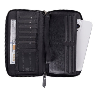 Aristo Leather Wallet, Rustic Black - UnBranded