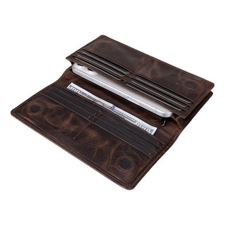 Aura Leather Women's Wallet, Dark Brown - UnBranded