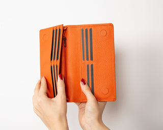 Aura Leather Women's Wallet, Orange - UnBranded