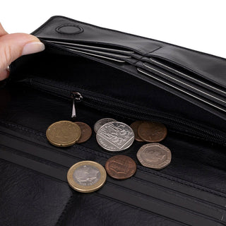 Aura Leather Women's Wallet, Rustic Black - UnBranded