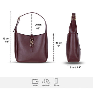 Azura Women's Leather Bag, Burgundy - BlackBrook Case