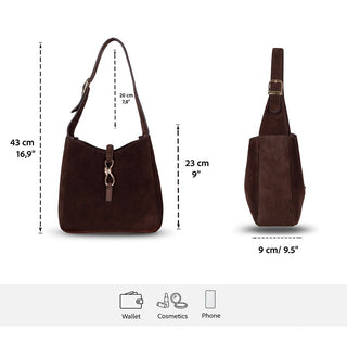 Azura Women's Leather Bag, Suede Brown - BlackBrook Case