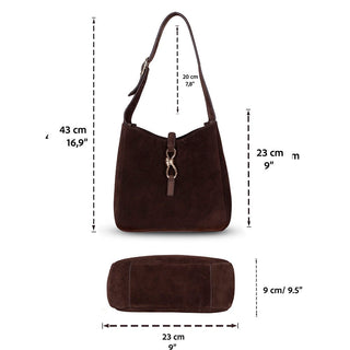 Azura Women's Leather Bag, Suede Brown - BlackBrook Case