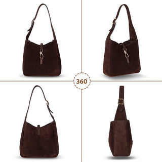 Azura Women's Leather Bag, Suede Brown - BlackBrook Case