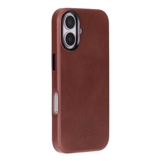 Barlow Leather Snap On Case Brown iPhone 17 premium handcrafted brown leather phone case