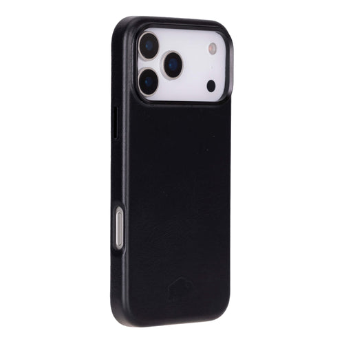 Barlow Leather Snap On Case Black for iPhone 17 Pro Max slim full-grain leather case with comfortable grip and scratch protection