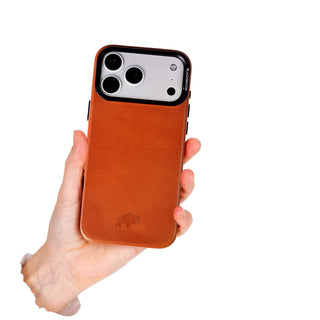 Barlow Leather MagSafe Case with Stand - iPhone 17 Pro, Burnished Tan - BlackBrook Case