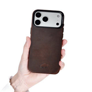 Barlow Leather MagSafe Case with Stand - iPhone 17 Pro, Distressed Coffee - BlackBrook Case