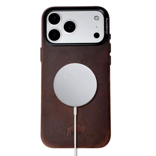 Barlow Leather MagSafe Case with Stand - iPhone 17 Pro, Distressed Coffee - BlackBrook Case