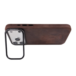 Barlow Leather MagSafe Case with Stand - iPhone 17 Pro, Distressed Coffee - BlackBrook Case