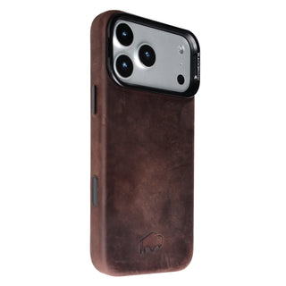 Barlow Leather MagSafe Case with Stand - iPhone 17 Pro Max, Distressed Coffee - BlackBrook Case