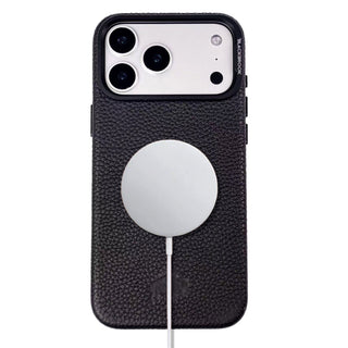 Barlow Leather MagSafe Case with Stand - iPhone 17 Pro, Pebble Black - BlackBrook Case