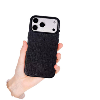 Barlow Leather MagSafe Case with Stand - iPhone 17 Pro, Pebble Black - BlackBrook Case