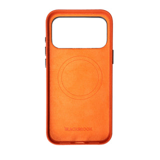 Barlow Leather MagSafe Case with Stand - iPhone 17 Pro, Pebble Orange - BlackBrook Case