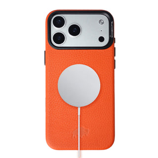 Barlow Leather MagSafe Case with Stand - iPhone 17 Pro, Pebble Orange - BlackBrook Case