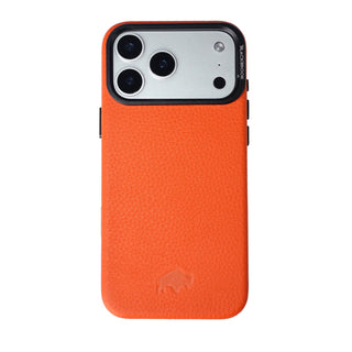 Barlow Leather MagSafe Case with Stand - iPhone 17 Pro, Pebble Orange - BlackBrook Case