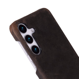 Barlow Leather Snap-On Case – Galaxy S25 Plus, Distressed Coffee