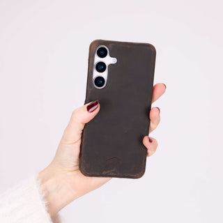 Barlow Leather Snap-On Case – Galaxy S25 Plus, Distressed Coffee