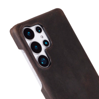 Barlow Leather Snap-On Case – Galaxy S25 Ultra, Distressed Coffee